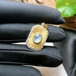 Mặt dây ngọc Phỉ thuý băng chủng, vàng 18k - Hình ảnh 2