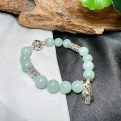 Vòng chuỗi ngọc Cẩm thạch Myanmar mix charm bạc
