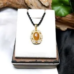 Mặt dây ngọc Phỉ thuý Hoàng phỉ Myanmar, vàng 18k - Hình ảnh 5