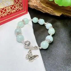 Vòng chuỗi ngọc Cẩm thạch Myanmar mix charm bạc