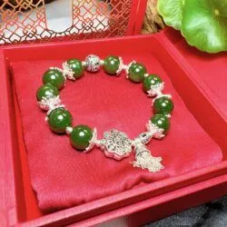 Vòng chuỗi Ngọc bích Canada mix charm bạc - Ảnh 2
