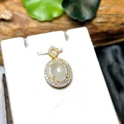 Mặt dây ngọc Phỉ thuý băng chủng Myanmar, vàng 18k - Hình ảnh 5