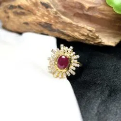 Nhẫn đá quý Ruby Lục Yên chất kính, vàng 18k - Ảnh 3