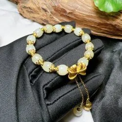 Vòng chuỗi Ngọc bích Hoà Điền, bạc xi vàng 925 - Ảnh 5