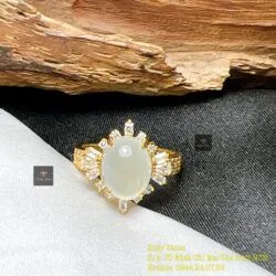 Nhẫn ngọc Phỉ thuý băng chủng Myanmar, vàng 18k - Ảnh 3