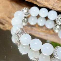 Vòng chuỗi ngọc Cẩm thạch Myanmar mix charm bạc - Ảnh 3