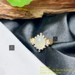 Nhẫn ngọc Phỉ thuý băng chủng Myanmar, vàng 18k - Ảnh 6