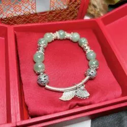 Vòng chuỗi ngọc Cẩm thạch Myanmar mix charm bạc - Hình ảnh 5