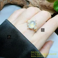 Nhẫn ngọc Phỉ thuý băng chủng Myanmar, vàng 18k