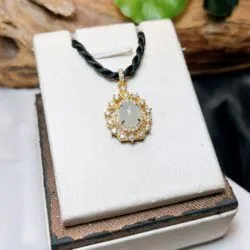 Mặt dây ngọc Phỉ thuý băng chủng Myanmar, vàng 18k - Hình ảnh 3