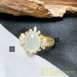 Nhẫn ngọc Phỉ thuý băng chủng Myanmar, vàng 18k - Ảnh 2