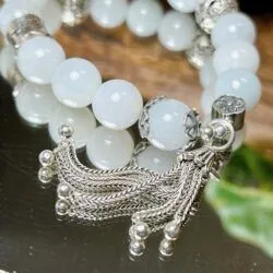 Vòng chuỗi ngọc Cẩm thạch Myanmar mix charm bạc - Ảnh 2