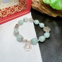 Vòng chuỗi ngọc Cẩm thạch Myanmar mix charm bạc - Ảnh 2