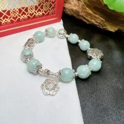 Vòng chuỗi ngọc Cẩm thạch Myanmar mix charm bạc - Ảnh 4