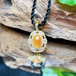 Mặt dây ngọc Phỉ thuý Hoàng phỉ Myanmar, vàng 18k - Hình ảnh 6