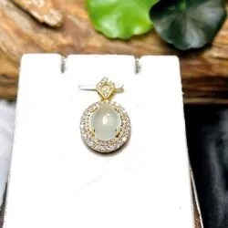 Mặt dây ngọc Phỉ thuý băng chủng Myanmar, vàng 18k - Hình ảnh 3