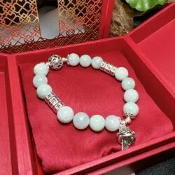 Vòng chuỗi ngọc Cẩm thạch Myanmar mix charm bạc - Ảnh 2