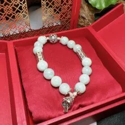 Vòng chuỗi ngọc Cẩm thạch Myanmar mix charm bạc - Ảnh 3