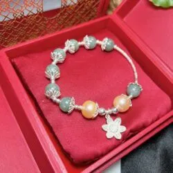 Vòng ngọc Cẩm thạch Myanmar mix charm bạc - Ảnh 3