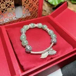 Vòng chuỗi ngọc Cẩm thạch Myanmar mix charm bạc - Hình ảnh 2