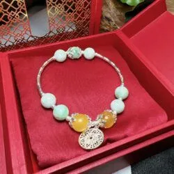 Vòng ngọc Cẩm thạch Myanmar mix hổ phách mật lạp - Ảnh 5