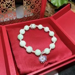 Vòng chuỗi ngọc Cẩm thạch Myanmar mix charm bạc - Ảnh 4