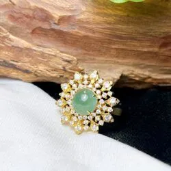 Nhẫn ngọc Phỉ thuý Miến Điện (Myanmar), vàng 18k - Hình ảnh 3