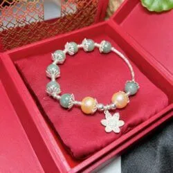 Vòng ngọc Cẩm thạch Myanmar mix charm bạc - Ảnh 2