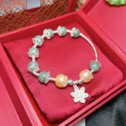 Vòng ngọc Cẩm thạch Myanmar mix charm bạc