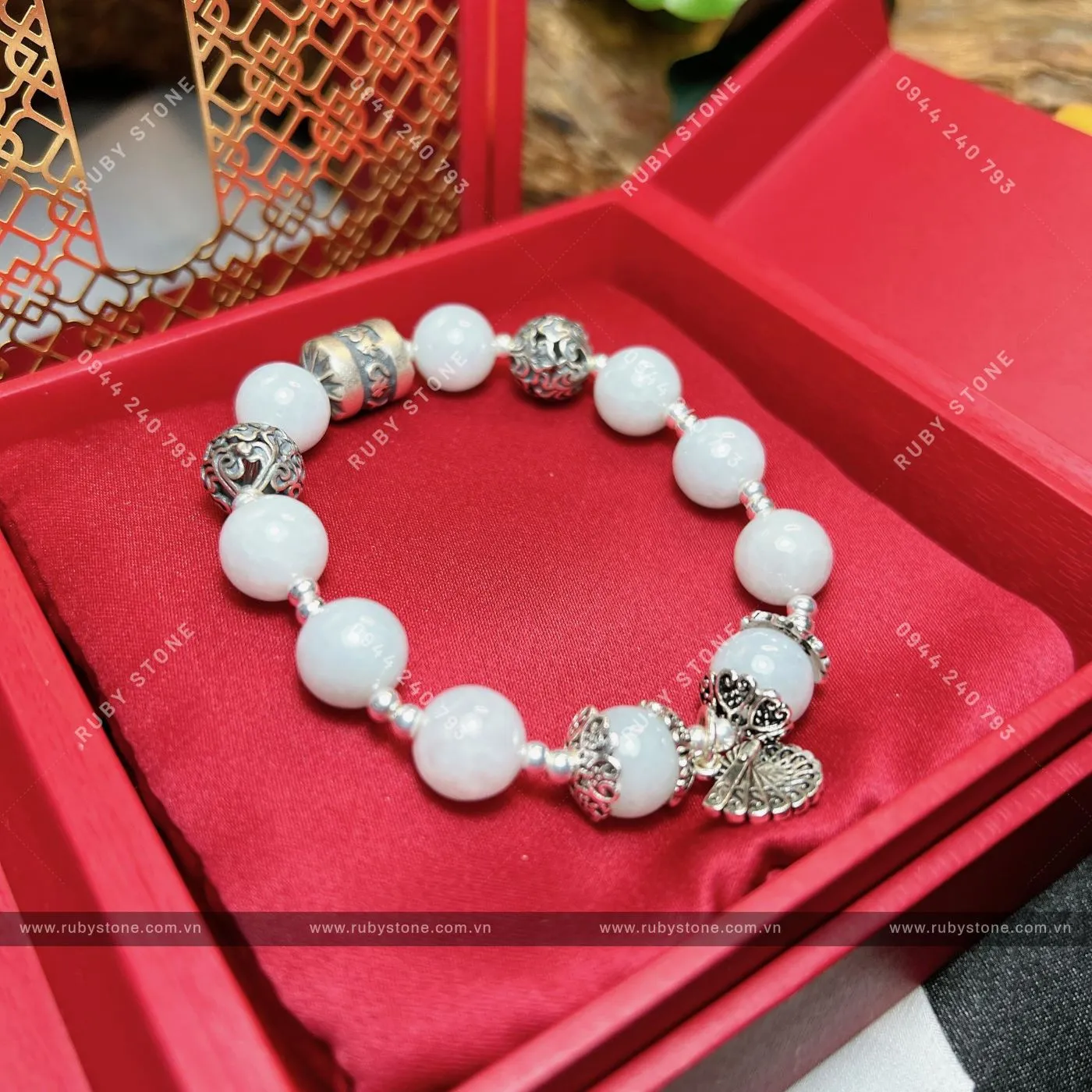 Vòng chuỗi ngọc Cẩm thạch Miến Điện mix charm bạc Vòng chuỗi ngọc Cẩm thạch Miến Điện mix charm bạc - Ảnh 4