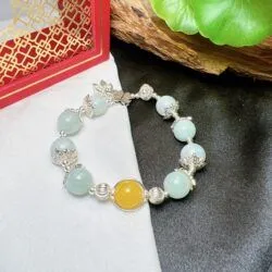 Vòng chuỗi ngọc Cẩm thạch Miến Điện (Myanmar) mix hổ phách - Ảnh 2