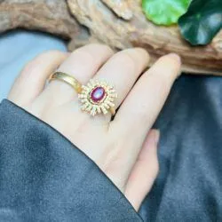 Nhẫn đá quý Ruby Lục Yên chất kính, vàng 18k - Ảnh 5