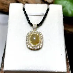 Mặt dây ngọc Phỉ thuý Hoàng phỉ Myanmar, vàng 18k