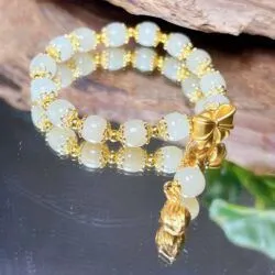 Vòng chuỗi Ngọc bích Hoà Điền, bạc xi vàng 925 - Ảnh 6