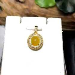 Mặt dây chuyền ngọc Phỉ thuý hoàng phỉ Myanmar, vàng 18k - Hình ảnh 4