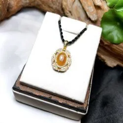 Mặt dây ngọc Phỉ thuý Hoàng phỉ Myanmar, vàng 18k - Hình ảnh 4