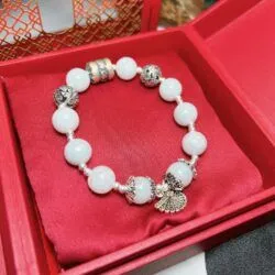 Vòng chuỗi ngọc Cẩm thạch Miến Điện mix charm bạc