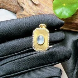 Mặt dây ngọc Phỉ thuý băng chủng, vàng 18k - Hình ảnh 4