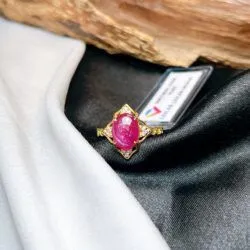 Nhẫn Ruby Yên Bái sao thiên nhiên, vàng 18k - Ảnh 3