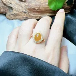 Nhẫn ngọc Phỉ thuý hoàng phỉ Miến Điện (Myanmar), vàng 18k - Ảnh 3