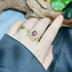 Nhẫn đá quý Ruby Lục Yên chất kính, vàng 18k - Ảnh 4