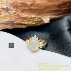 Nhẫn ngọc Phỉ thuý băng chủng Myanmar, vàng 18k - Ảnh 5