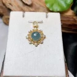 Mặt dây Phỉ thuý lam ngọc Myanmar, vàng 18k - Ảnh 6