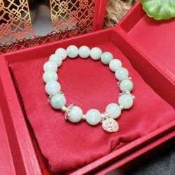 Vòng chuỗi ngọc Cẩm thạch Myanmar mix charm bạc - Hình ảnh 2