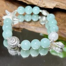 Vòng chuỗi ngọc Cẩm thạch Myanmar mix charm bạc