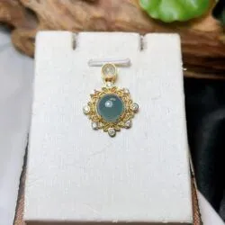 Mặt dây Phỉ thuý lam ngọc Myanmar, vàng 18k - Ảnh 3