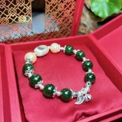 Vòng chuỗi Ngọc bích Canada mix charm bạc - Hình ảnh 3