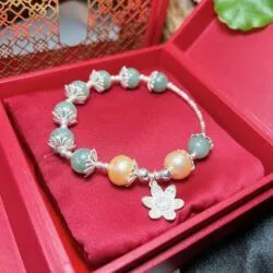 Vòng ngọc Cẩm thạch Myanmar mix charm bạc - Ảnh 5