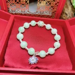 Vòng chuỗi ngọc Cẩm thạch Myanmar mix charm bạc - Ảnh 6