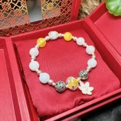 Vòng chuỗi Bạch ngọc mix hổ phách